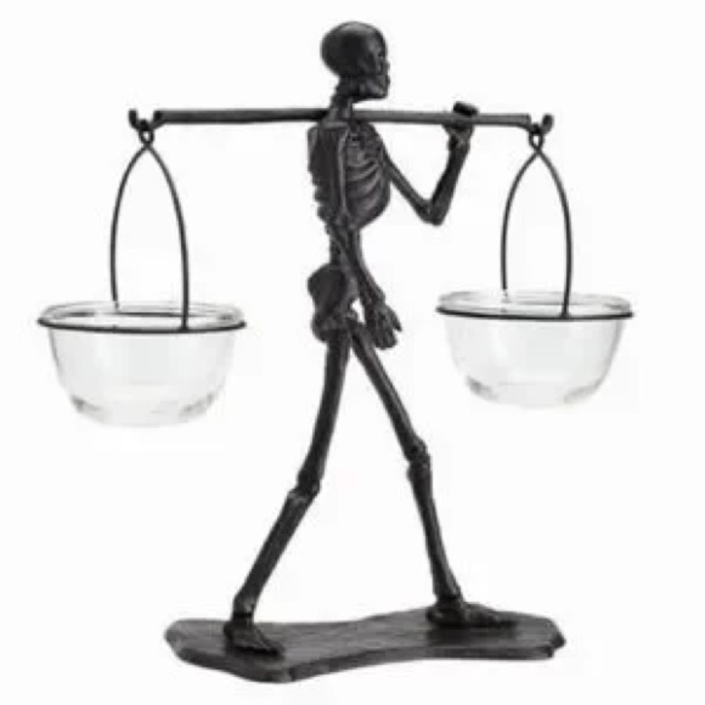 NWOB Pottery Barn Walking Dead Skeleton Double Snack Server 🦴 Condiment Set 💀 - Picture 2 of 10